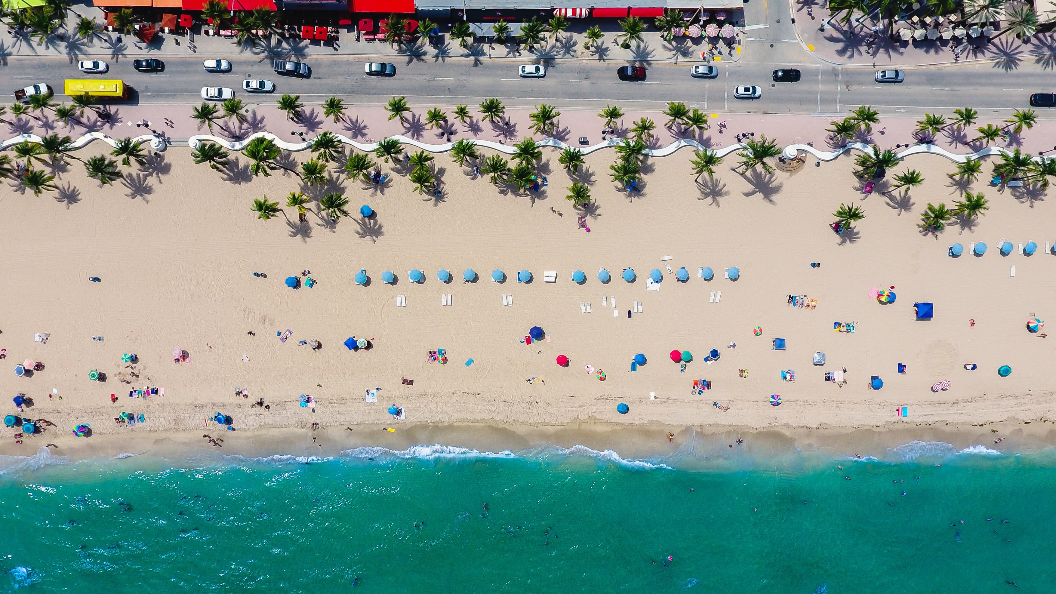 This is an ariel view of a beach in Naples, Florida.