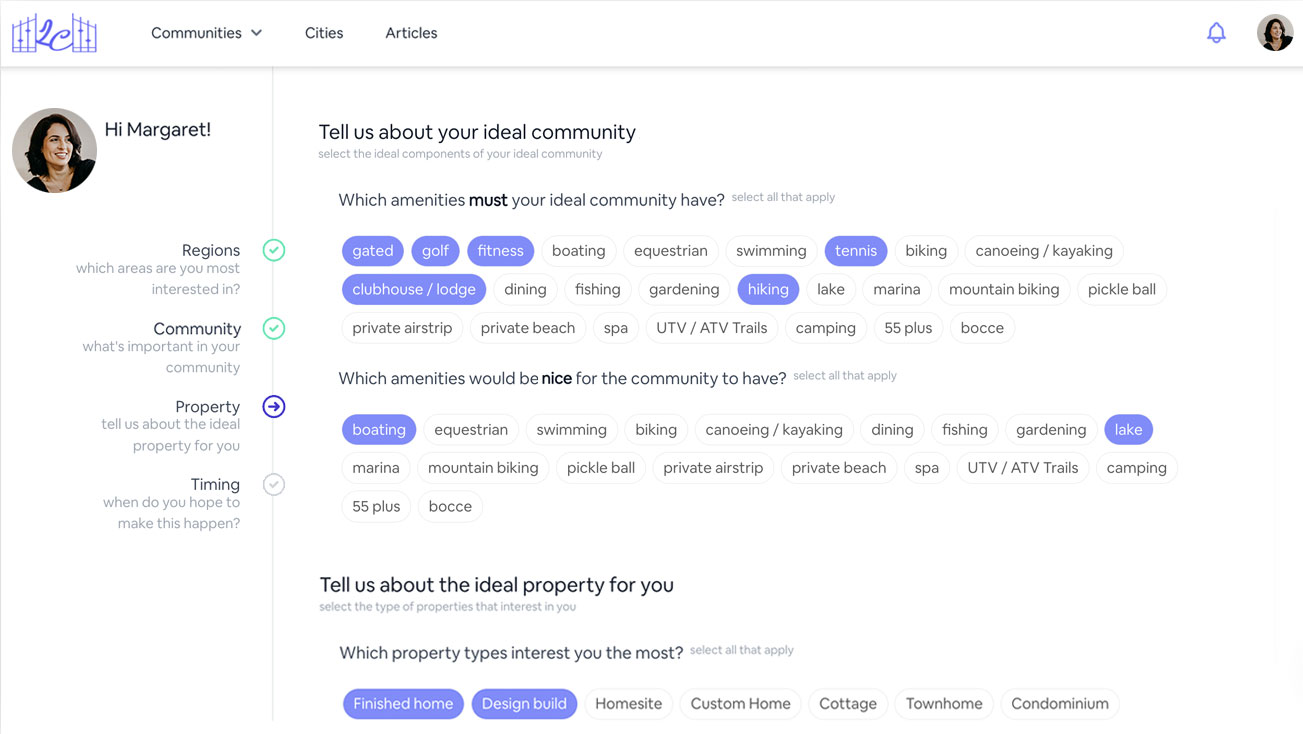 user profile interface